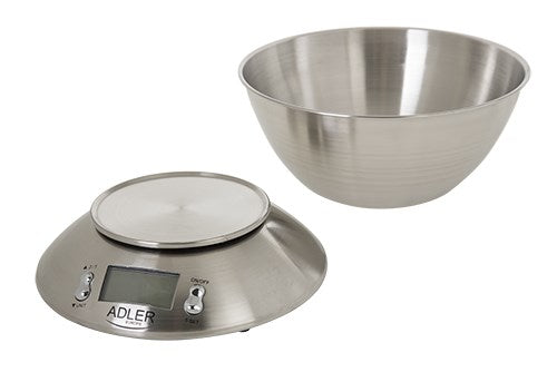Adler AD 3134 Electronic kitchen scale Stainless steel Round