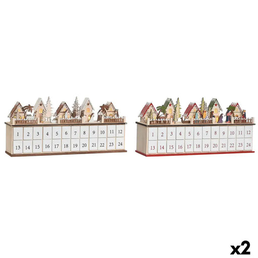 Advent Calendar DKD Home Decor Wood 45 x 11 x 23 cm (2 Units) - Декорация и Осветление<<<Дом Градина<<<BigBuy&&&Коледни