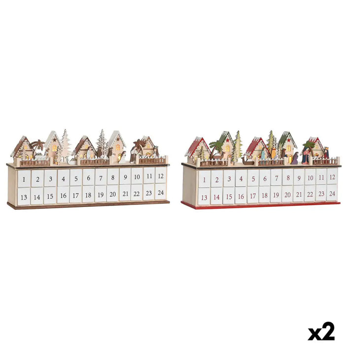 Advent Calendar DKD Home Decor Wood 45 x 11 x 23 cm (2 Units) - Декорация и Осветление<<<Дом Градина<<<BigBuy&&&Коледни