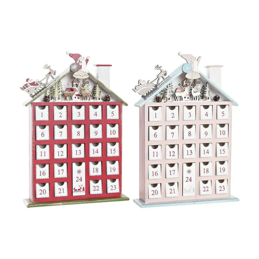 Advent Calendar DKD Home Decor Wood House (27 x 7 x 40 cm) (2 Units) - Декорация и Осветление<<<Дом