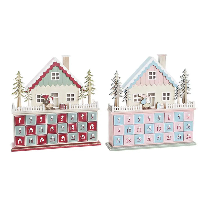 Advent Calendar DKD Home Decor Wood House (32 x 8 x 33 cm) (2 Units) - Декорация и Осветление<<<Дом