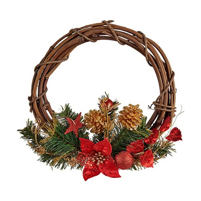 Advent wreathe 30,48 cm Red Wood Green Plastic - Декорация и Осветление<<<Дом Градина<<<BigBuy&&&Коледни