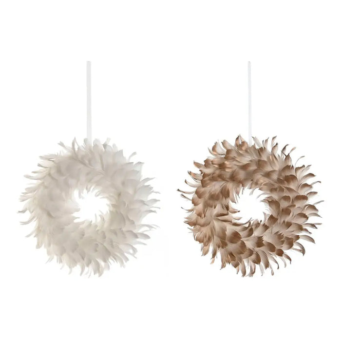 Advent wreathe Home ESPRIT White Golden Feather 30 x 7 x 30 cm (2 Units) - Декорация и Осветление<<<Дом