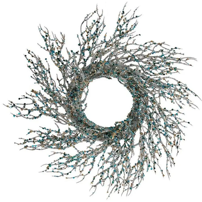 Advent wreathe Krist+ Blue Golden Plastic Branch 50 x 10 x 50 cm (2 Units) - Декорация и Осветление<<<Дом