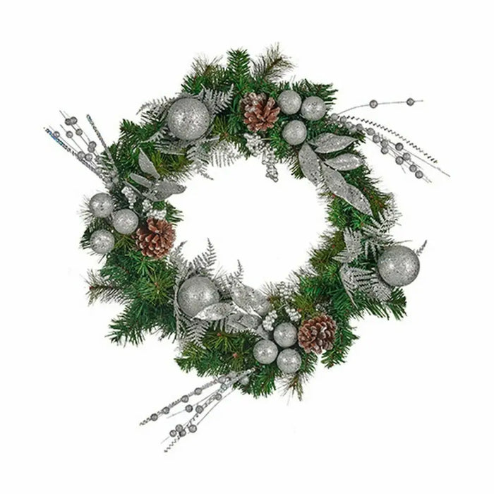 Advent wreathe Krist+ Green Silver 60 x 13 x 60 cm (4 Units) - Декорация и Осветление<<<Дом Градина<<<BigBuy&&&Коледни
