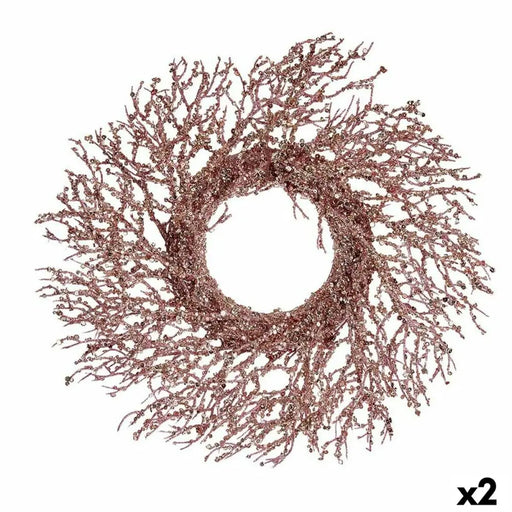 Advent wreathe Krist+ Pink Golden Plastic Branch 50 x 10 x 50 cm (2 Units) - Декорация и Осветление<<<Дом