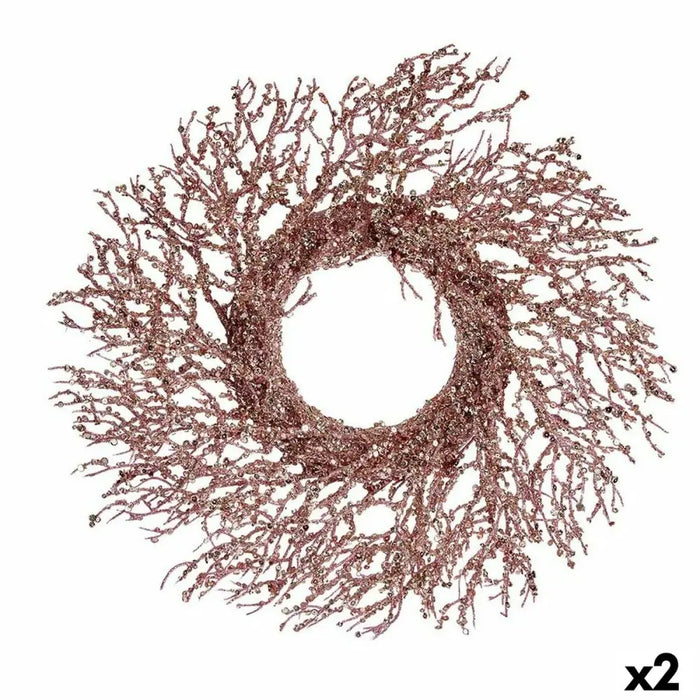 Advent wreathe Krist+ Pink Golden Plastic Branch 50 x 10 x 50 cm (2 Units) - Декорация и Осветление<<<Дом