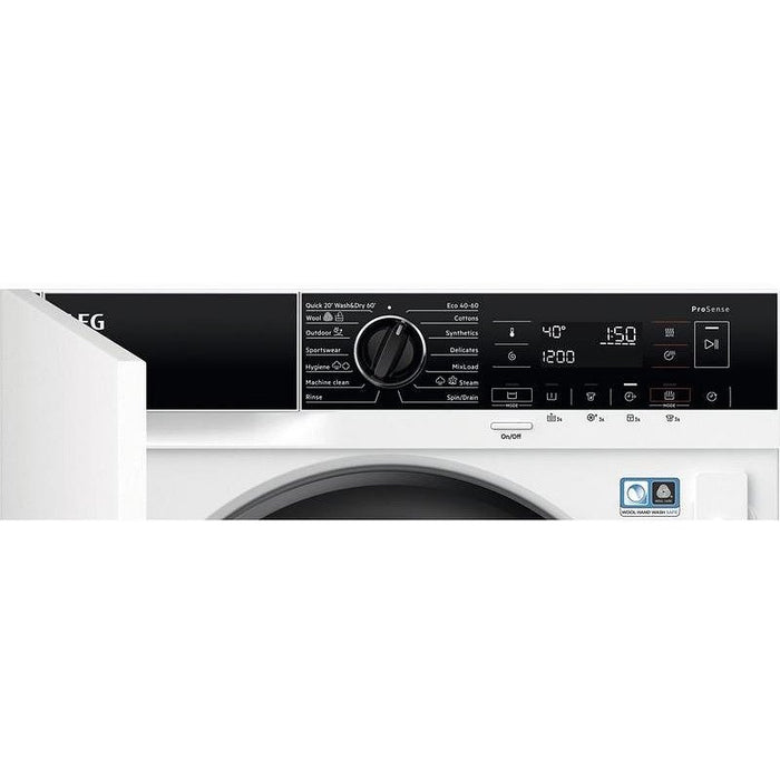 AEG L7WBE68SI built-in washer dryer, 8/4 kg, 1600 rpm.
