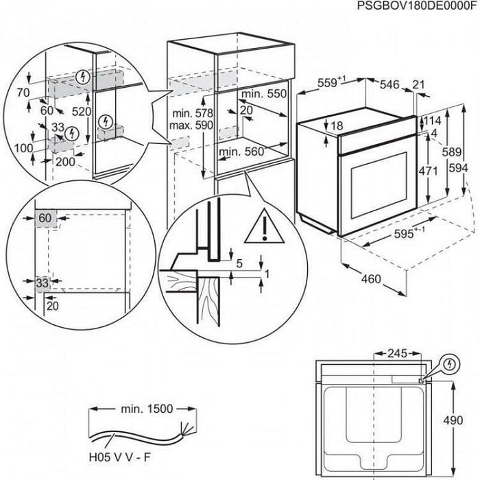 Built-in oven AEG NBA5P43AK(ST), Push buttons, 71, A+, Pyrolysis