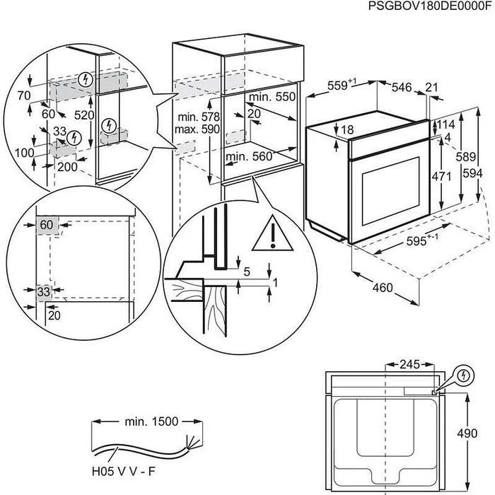 Built-in oven AEG NBA5P531AB(ST), 71, Push buttons, A+, Pyrolysis