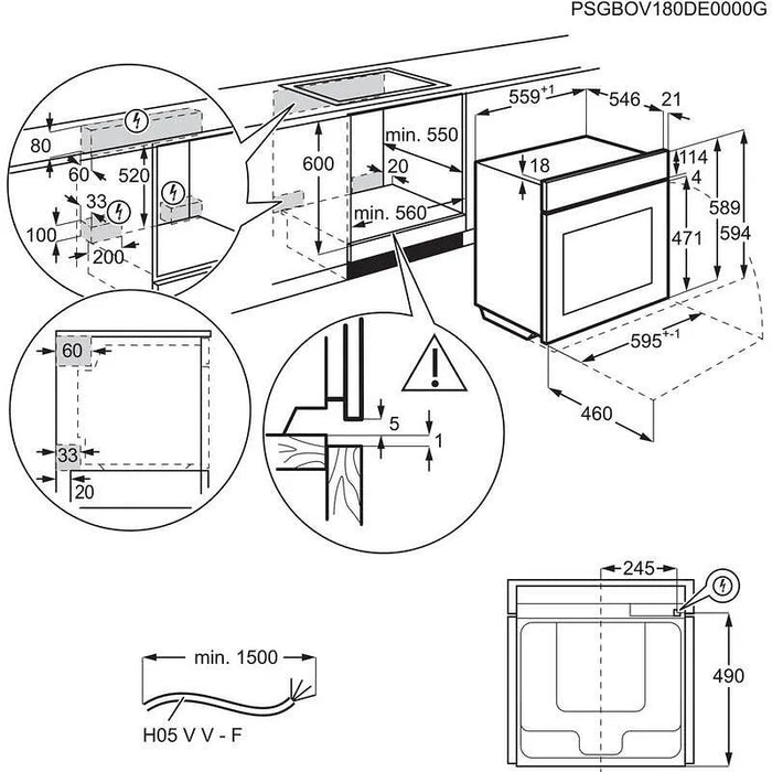 Built-in oven AEG NBA5P531AB(ST), 71, Push buttons, A+, Pyrolysis
