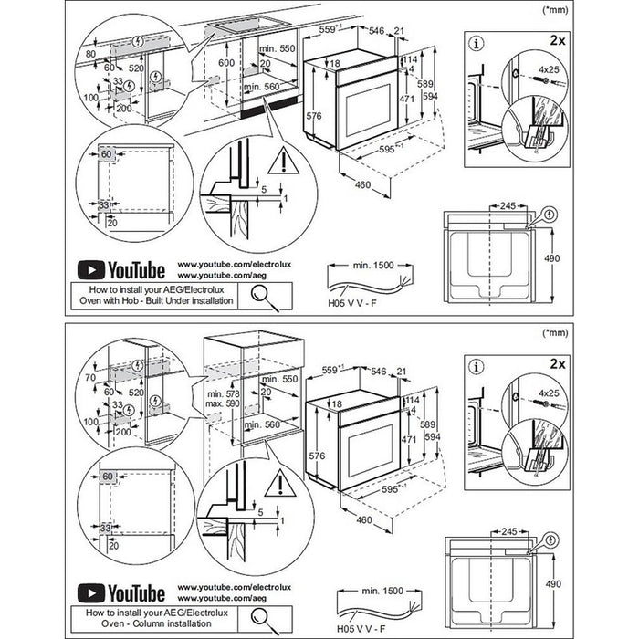 Built-in oven AEG NBP9S831AB (ST) , 70 , A++ , Steam cleaning , Sensor