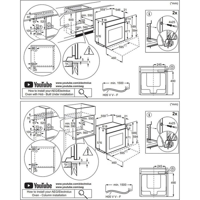 Built-in oven AEG OA5CB531AB*, 71, Push buttons, A+, Water cleaning