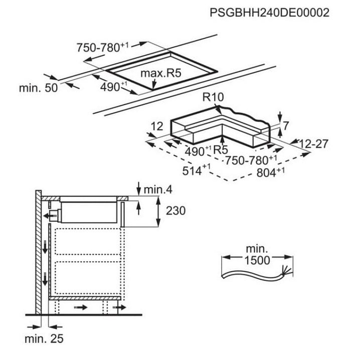 Built-in hob with extractor hood AEG TH84CC23CZ