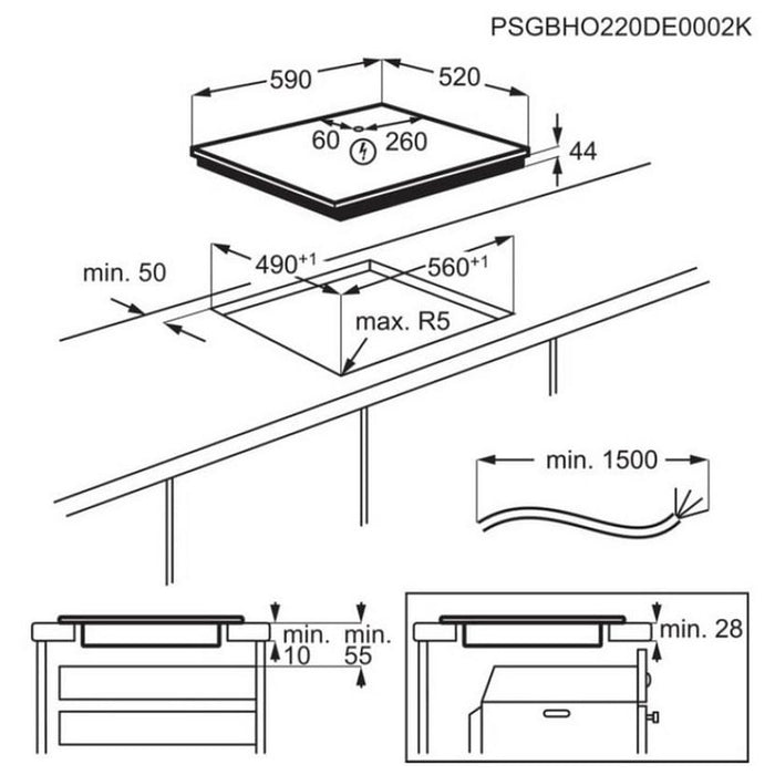 Built-in hob AEG TO64IC00FB, 60 cm, induction