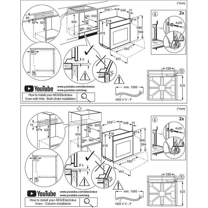Built-in oven AEG TR7PB731SB, 72 l, Pyrolysis, A++