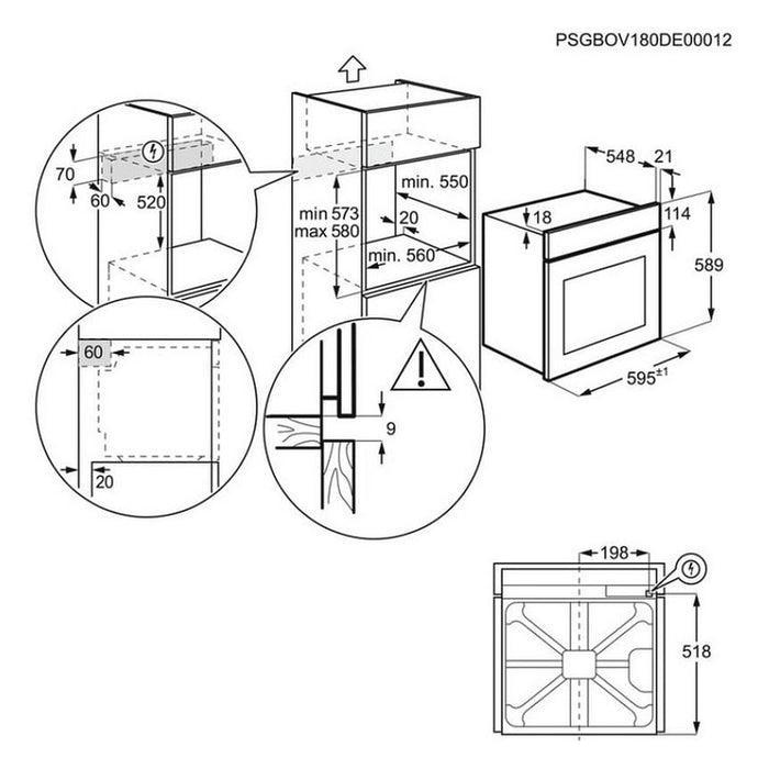 Built-in oven AEG TU5PB431SB, 72 l, Pyrolysis, A++