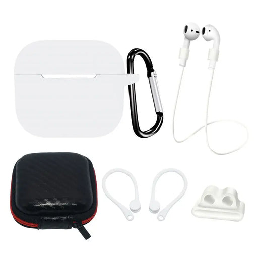 AirPods 3 Silicone Case Set + Case/Ear Hook/Neck Strap/Watch Strap Holder/Carabiner Clasp - White - Cell phone cases