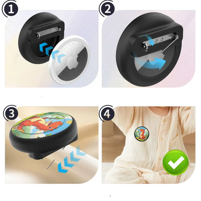 AirTag badge case - black with dinosaur print - Cell phone cases and covers<<<HurtelXML