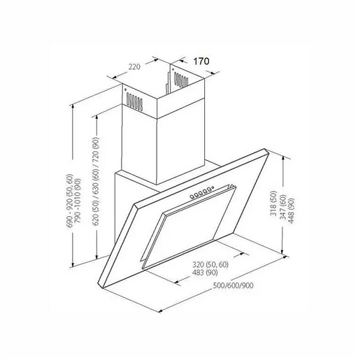 AKPO WK-4 NERO 2.0 50 White T300 Linear LED/Controller Hood - Cooker hoodsAGD-OKA<<<Home Appliance