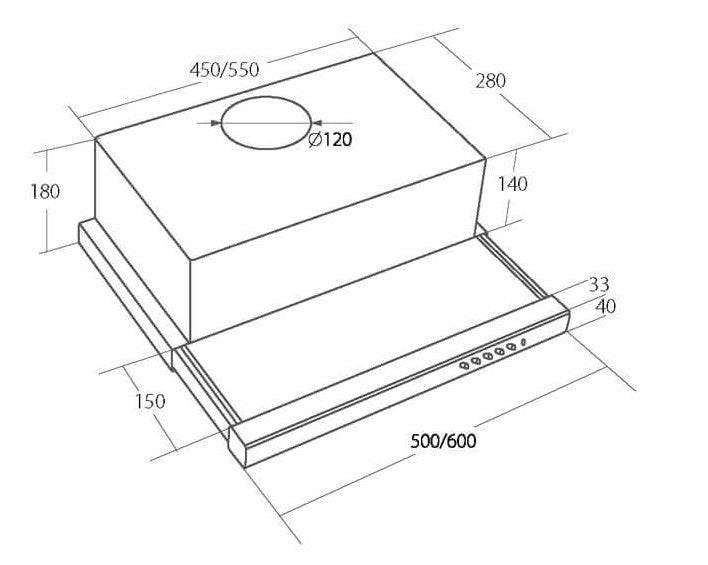 Akpo WK-7 Light 50 cooker hood Semi built-in (pull out) Stainless steel
