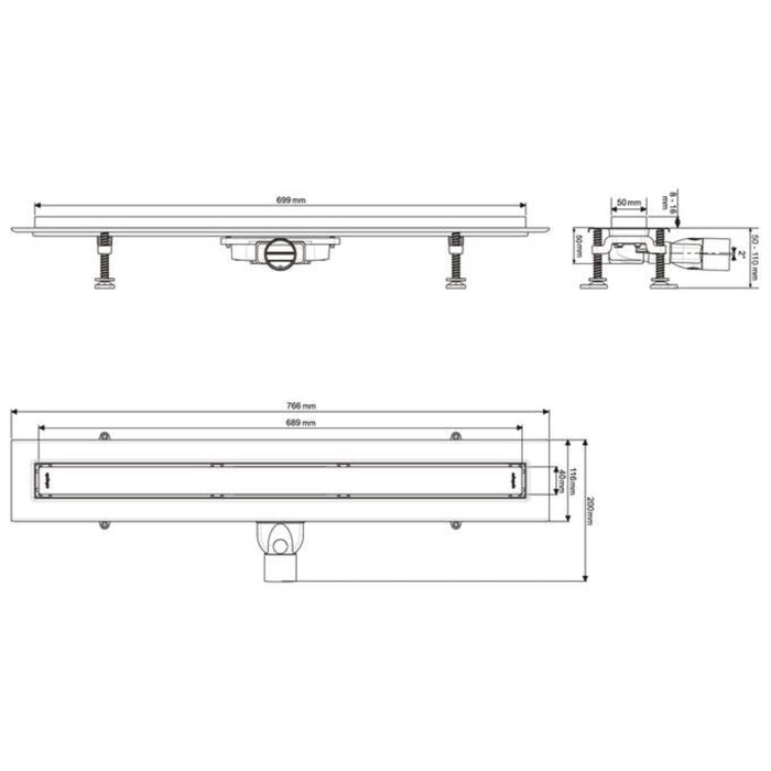 LINEAR SIPHON VENISIO SLIM 2 FACE 70 CM