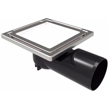 FLOOR SIPHON HORN 110X110 WITH BUILT-IN GLASS WHITE AKVO DS-11-CD-5
