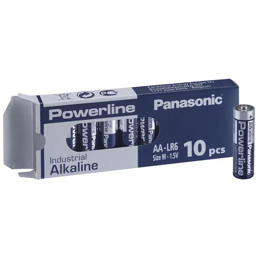 Alkaline batteries industrial LR6 AA 1.5V 10PK INDUSTRIAL Powerline PANASONIC - Батерии<<<Батерии и зарядни