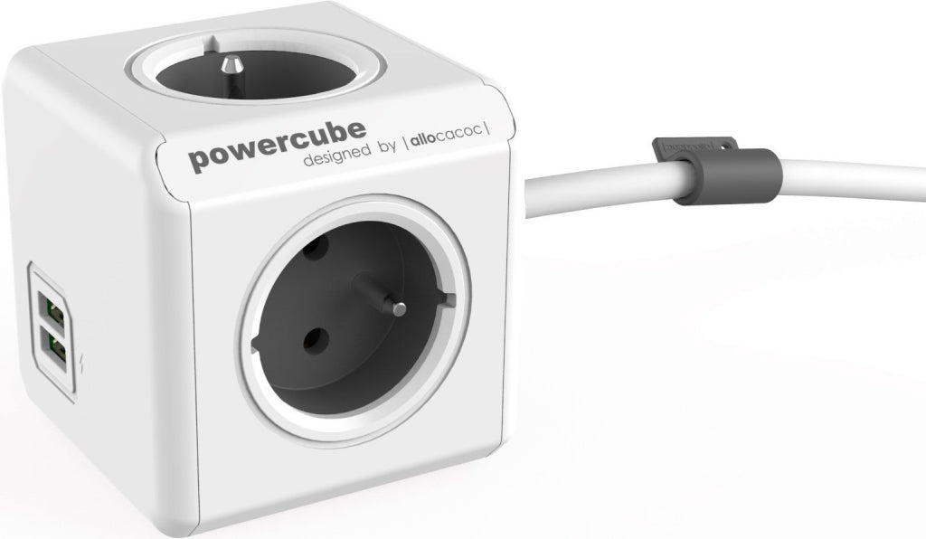 Splitter Allocacoc PowerCube 1402GY 1.5m 4 sockets 2 USB