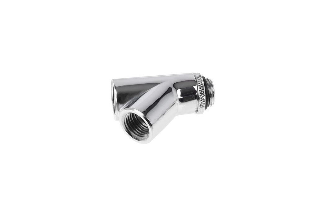 Y-connector Alphacool Eiszapfen, Swivel, 45°, G1/4 male to 2 x G1/4 female thread, Silver