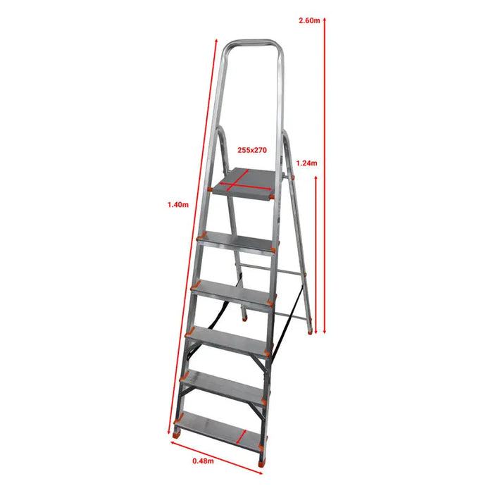 ALUMINUM LADDER 6 STEPS ARON AL-USS 6 - Домакински стълби<<<Тавански и домакински стълби<<<Мебели и