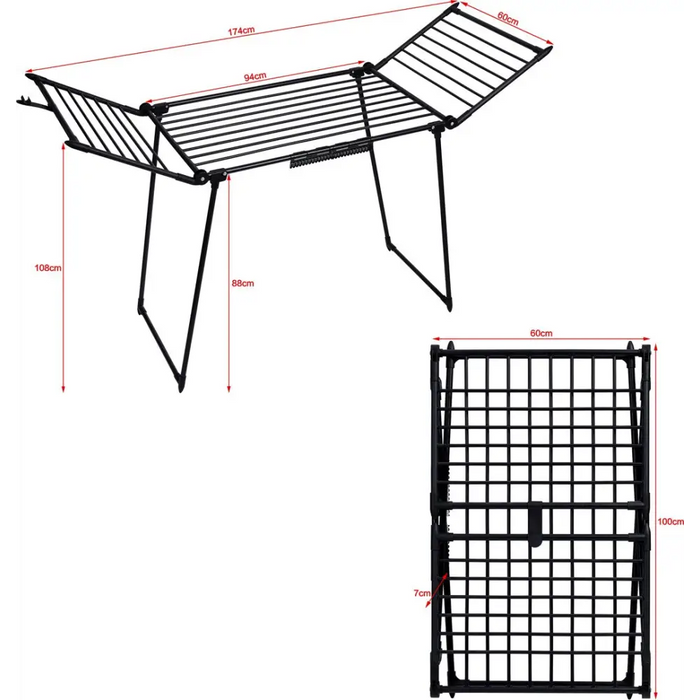 AMALFI foldable laundry drying rack black - Bathroom and stand clothes dryerAGD-SUL<<<Home Appliance
