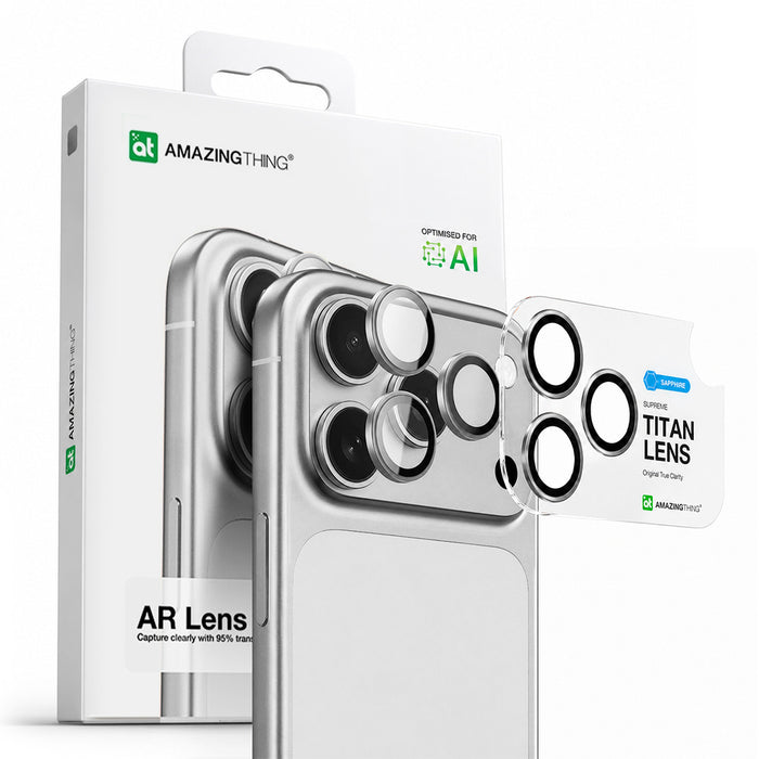 AmazingThing Sapphire Camera Glass for iPhone 17 Pro / Pro Max - with Silver Frame