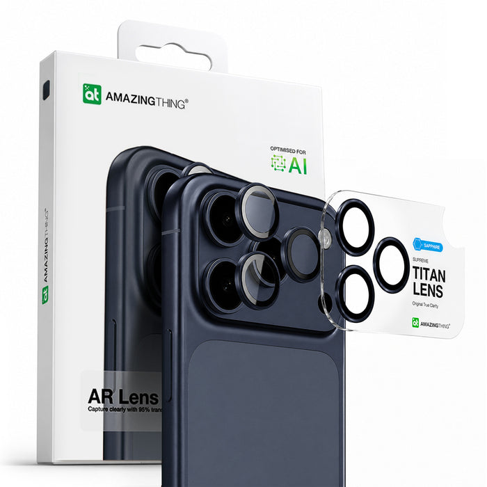 AmazingThing Sapphire Camera Glass for iPhone 17 Pro / Pro Max - with Blue Frame
