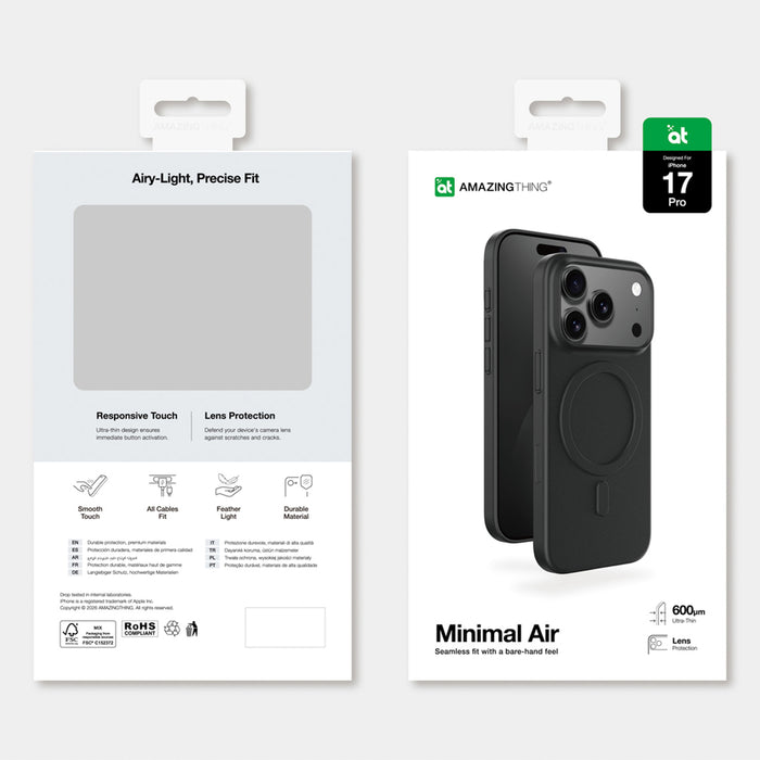 AmazingThing Minimal Air Case for iPhone 17 Pro Compatible with MagSafe - Black