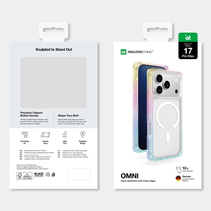 AmazingThing Omni case for iPhone 17 Pro Max compatible with MagSafe - transparent-rainbow