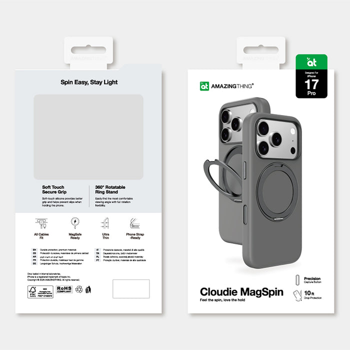 AmazingThing Cloudie iPhone 17 Pro Case with Stand - Gray