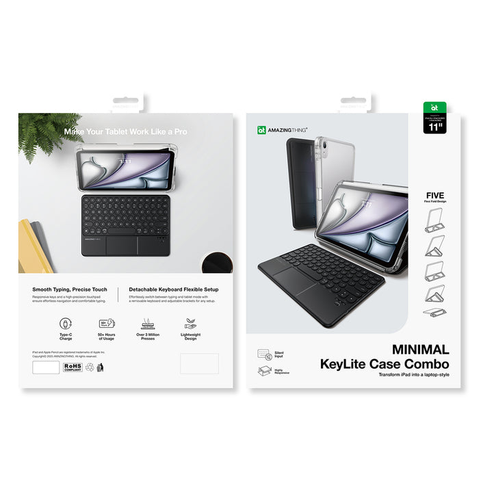 AmazingThing Minimal Case Keylite Combo Keyboard Case for iPad Air 13" M2/M3/M4 (2024/2025/2026) - Black