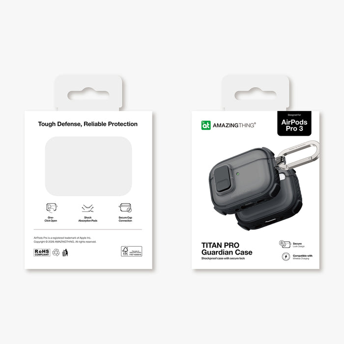 AmazingThing Titan Pro Mag Case Clear for AirPods Pro 3 - Black