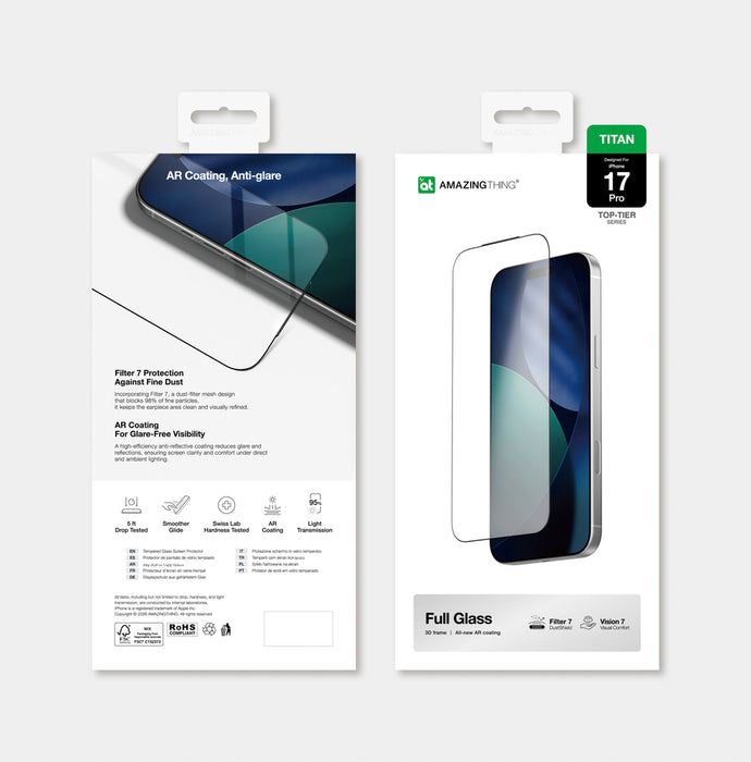 AmazingThing Titan Vision 7 Tempered Glass for iPhone 17 Pro