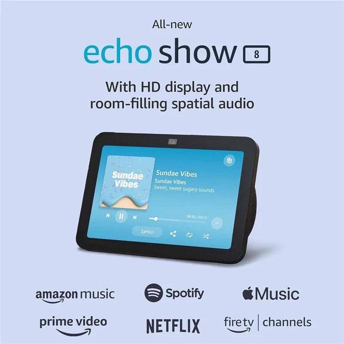 Amazon Echo Show 8 (Gen 3) Smart Speaker, Touch Screen, Voice Assistant, Black