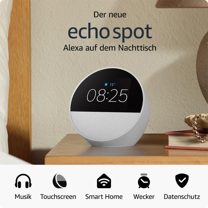Smart watch Amazon Echo Spot 2024, Alexa assistant, White