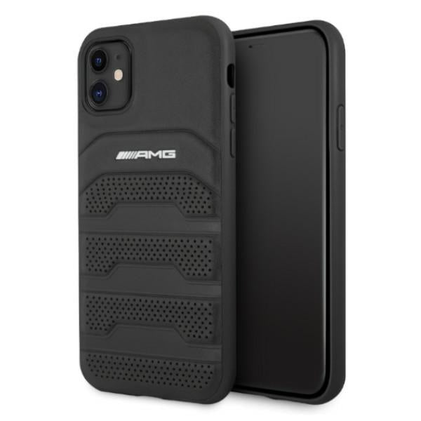 AMG AMHCN61GSEBK iPhone 11 6.1 ’black / black hardcase Leather Debossed Lines - Cell phone cases and covers<<<HurtelXML