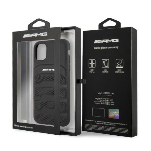 AMG AMHCN61GSEBK iPhone 11 6.1 ’black / black hardcase Leather Debossed Lines - Cell phone cases and covers<<<HurtelXML