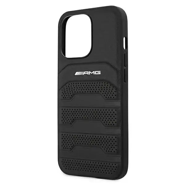 AMG AMHCP13XGSEBK iPhone 13 Pro Max 6,7’’ czarny/black hardcase Leather Debossed Lines - Cell phone cases