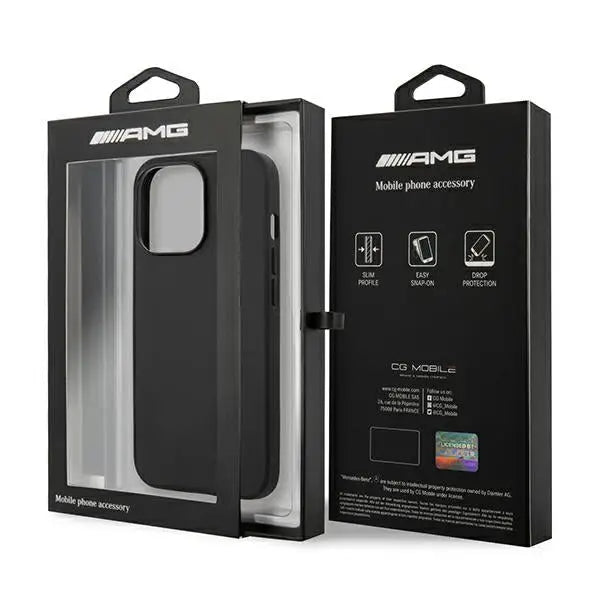 AMG AMHCP14LDOLBK iPhone 14 Pro 6.1 ’black / black hardcase Leather Hot Stamped - Cell phone cases