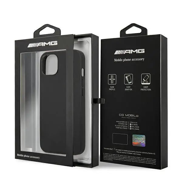 AMG AMHCP14MDOLBK iPhone 14 Plus 6.7 ’black / black hardcase Leather Hot Stamped - Cell phone cases