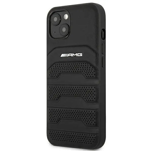 AMG AMHCP14MGSEBK iPhone 14 Plus 6,7 ’black / black hardcase Leather Debossed Lines - Cell phone cases