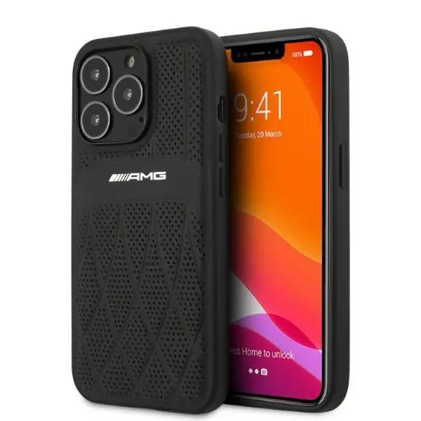 AMG Leather Curved Lines case for iPhone 13 Pro Max - black - Cell phone cases and covers<<<HurtelXML