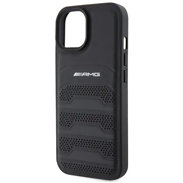 AMG Leather Debossed Lines case for iPhone 15 - black - Cell phone cases and covers<<<HurtelXML